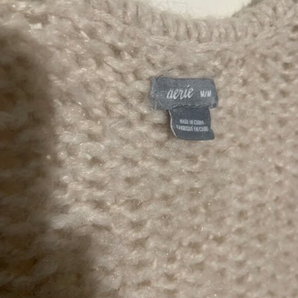 Aerie Women's Oversized Slouchy Boho Cabin‎ Fuzzy Knit Cardigan Sweater - Size M - Picture 3 of 6